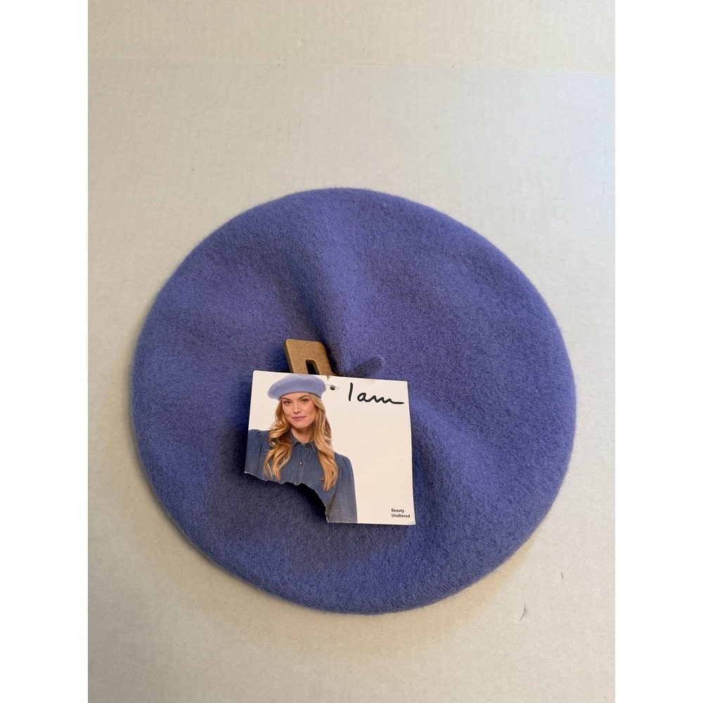 NEW I Am Women's Beret Wool Nylon Periwinkle Blue OSFM French Travel Costume